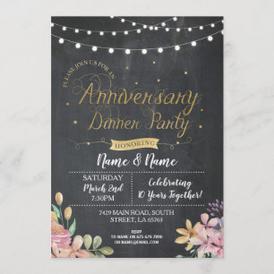 Invitación Boda Aniversario de la cena Fiesta Floral Chalk Go