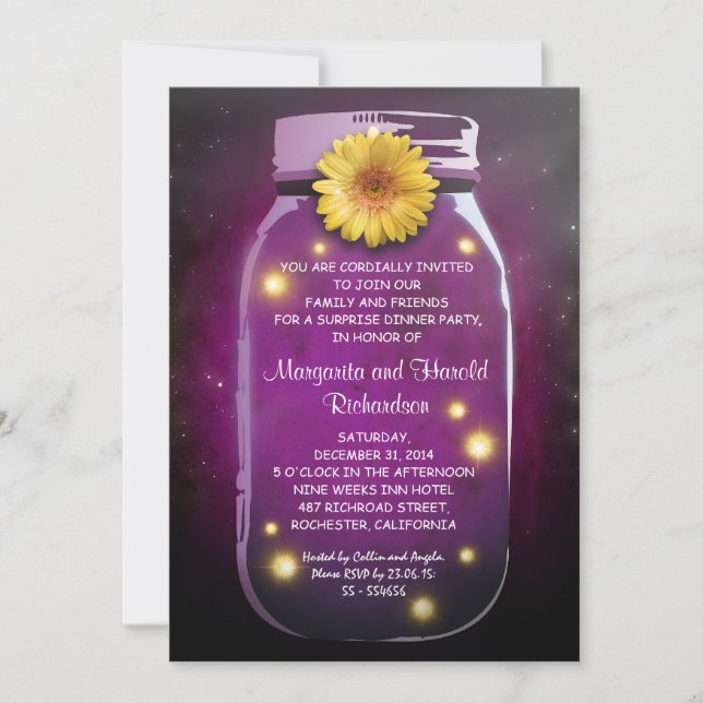 Invitación Boda Aniversario de Tarro de Mason Rústico (Anverso)