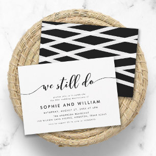 Invitación Boda Aniversario Fiesta Script Relajante Blanco Ne