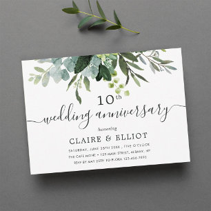 Invitación Boda Aniversario Follaje Verde Eucalipto