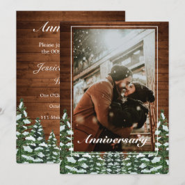 Invitación Boda Aniversario Foto Bosque Nevado & Pino
