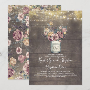 Invitación Boda Aniversario Frasco de Mason Rústico Malva Dor