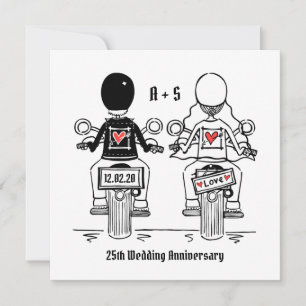 Invitación Boda Aniversario Motocicleta Personalizada para Mo