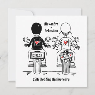 Invitación Boda Aniversario Motocicleta Personalizada para Mo
