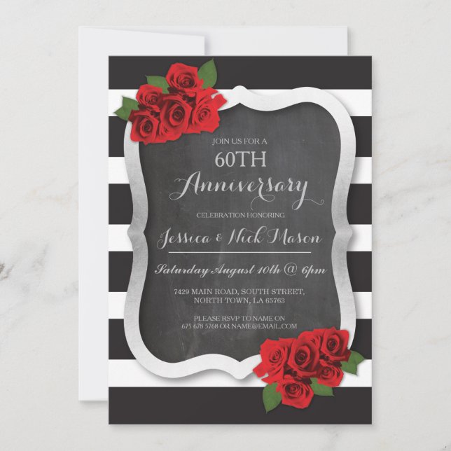 Invitación Boda Aniversario Plata Diamante 60.º 25 Invitado (Anverso)