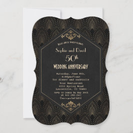 Invitación Boda Aniversario Real Dorado Negro Gran Gatsby