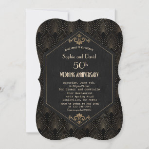 Invitación Boda Aniversario Real Dorado Negro Gran Gatsby