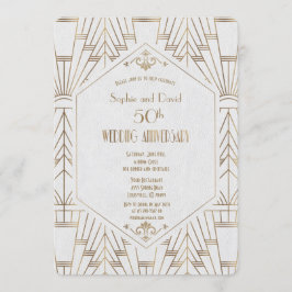 Invitación Boda Aniversario Royal Gold Blanco Gran Gatsby