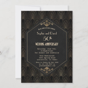 Invitación Boda Aniversario Royal Gold Negro Great Gatsby