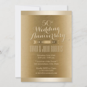 Invitación Boda Aniversario Textura Bronce Borde Dorado