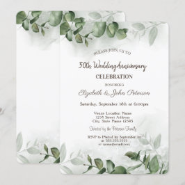 Invitación Boda Aniversario Verde Eucalipto Acuarela