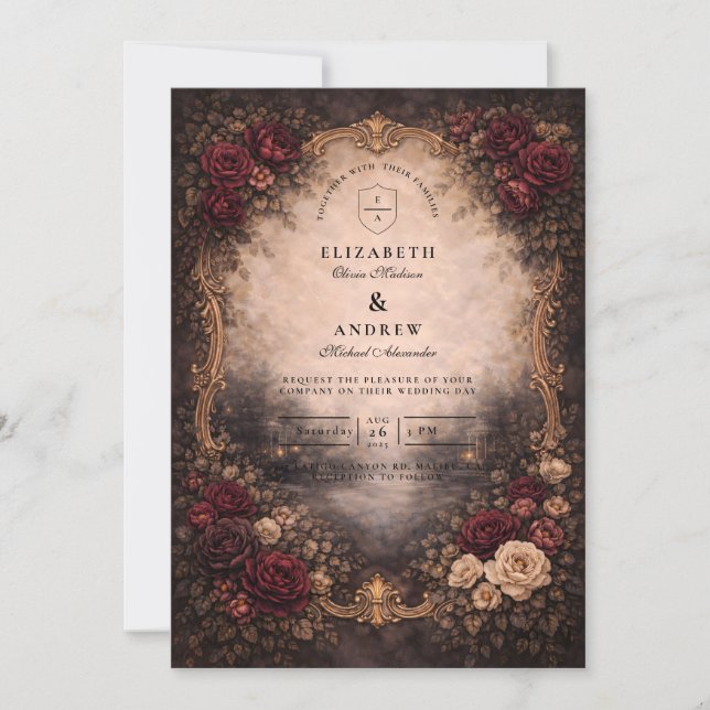 Invitación Boda Antigüa Europea Barroca (Anverso)
