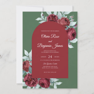Invitación Boda Antigua Rosa de Borgoña Bosque