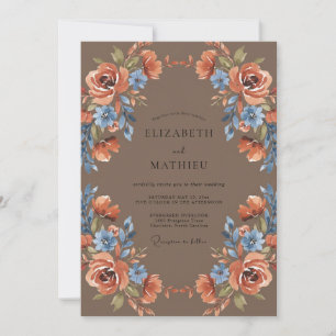 Invitación Boda Antigua Rosa Pizarra Terracota