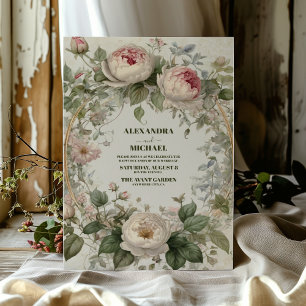 Invitación Boda Antiguo Arte Nouveau Floral