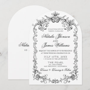 Invitación Boda Antiguo Blanco Y Negro Dinero Antiguo Arquead