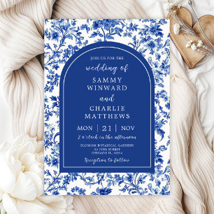 Invitación Boda Antiguo Chinoiserie Azul Delft
