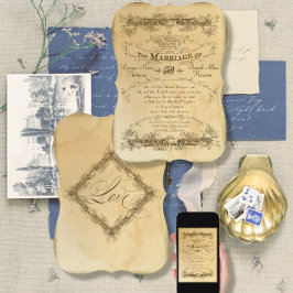 Invitación Boda antiguo elegante y elegante de época con té