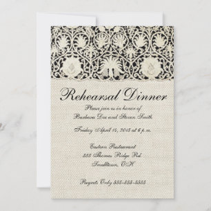 Invitación Boda Antiguo Encaje Lino Blanco Clásico Bonito