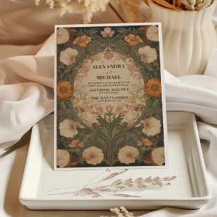 Invitación Boda Antiguo Floral Vintage Art Nouveau