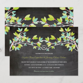 Invitación Boda anudada verde de la pizarra del árbol de amor