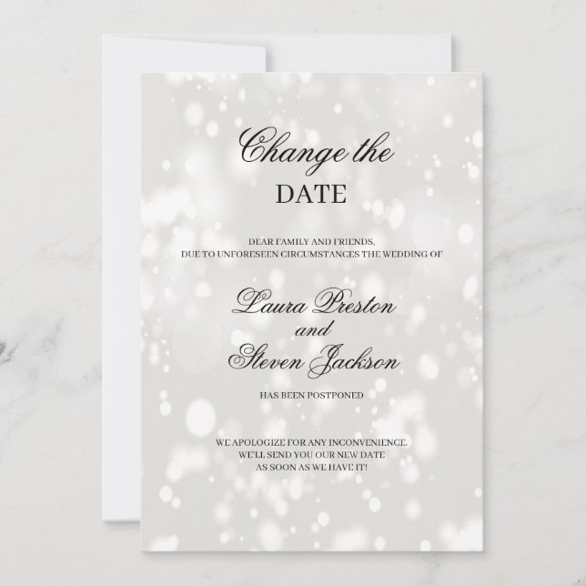 Invitación Boda Aplazada Cambio de Fecha Moderno (Anverso)