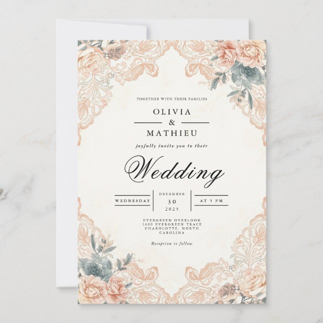 Invitación Boda Apricot Blossom Archway (Anverso)