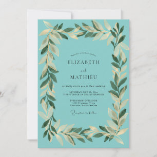 Invitación Boda Aqua Gold Leaf