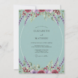 Invitación Boda Aqua Magenta Wisteria