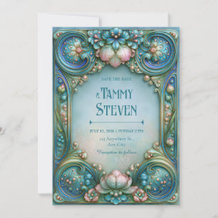 Invitación Boda Aqua Pearl Lotus