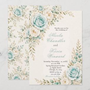 Invitación Boda Aqua y Marfil