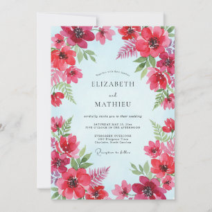 Invitación Boda Aquamarina con Amapola Carmesí