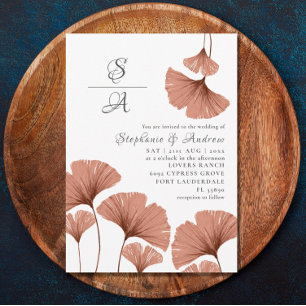 Invitación Boda Aquarela de Terracota Rústica Ginkgo