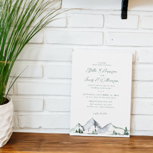 Invitación Boda Aquarela Montañas Rústicas