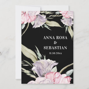 Invitación *~* Boda AR15 del Rosa floral rosado RSVP de Rubor