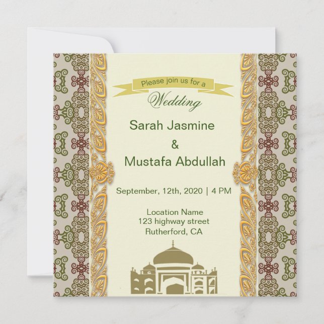 Invitación Boda árabe islámico (Anverso)