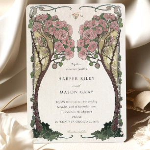 Invitación Boda Árbol Arco Floral Art Nouveau Amor