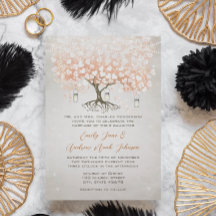 Boda Árbol de Hoja de Corazón Coral Claro