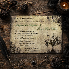 Invitación Boda Árbol Vintage y Pájaros Nueva Vida