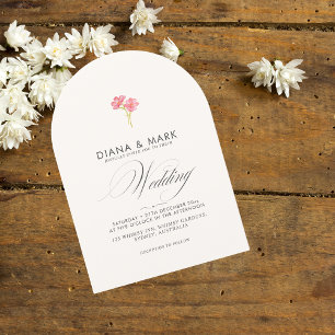 Invitación Boda arcaico de flor salvaje de moda de boho rosa
