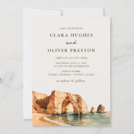Invitación Boda Arco Acantilado Algarve Escritura Verde Terra