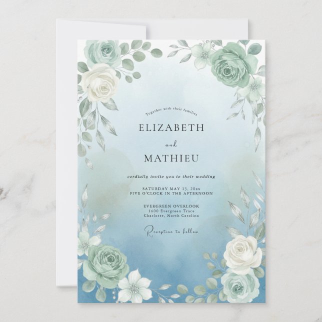 Invitación Boda Arco de Flor de Salvia (Anverso)