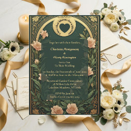Invitación Boda Arco de Lirio Ornate Dorado Alphonse Mucha Ve