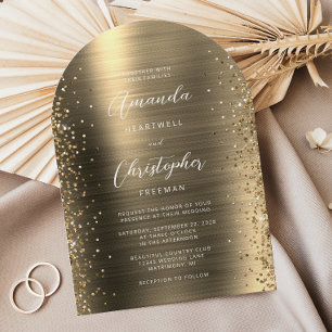 Invitación Boda Arco de Metal Brillante con Glamour Dorado