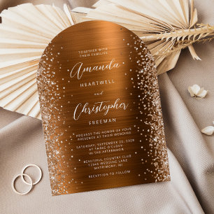Invitación Boda Arco de Metal Brillante Pulido de Cobre