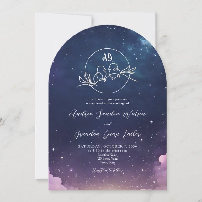 Invitación Boda Arco de Noche Estrellada (Anverso)