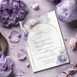 Invitación BODA   Arco de Peonía de Pluma Morada Fantasía