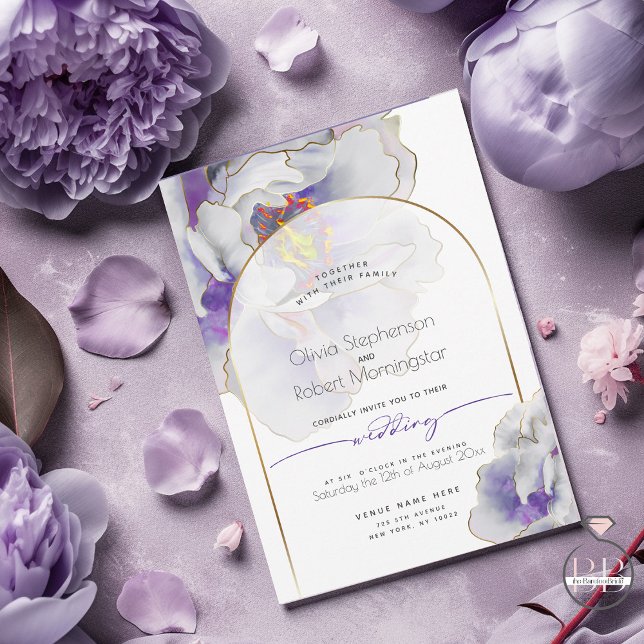 Invitación BODA | Arco de Peonía de Pluma Morada Fantasía (Subido por el creador)
