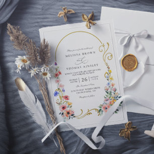 Invitación Boda Arco de Primavera de Flores Silvestres Acuare