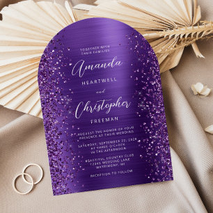 Invitación Boda Arco de Purpur Glitter Metal Bruñido